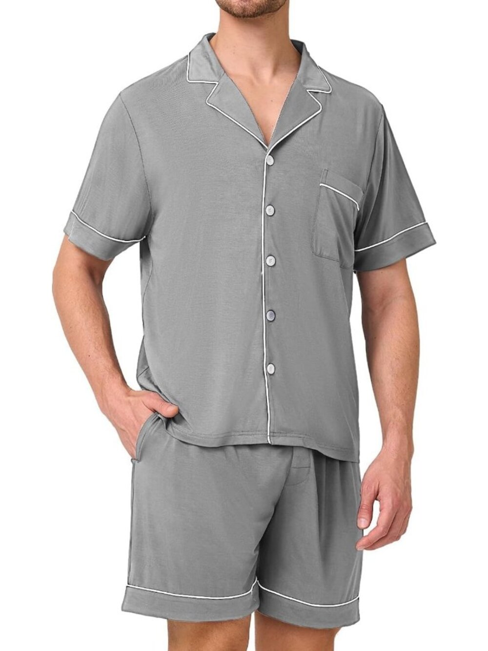 Lightweight Bamboo Cool Men's Pajama Set | Comfortable Sleepwear with Pockets
